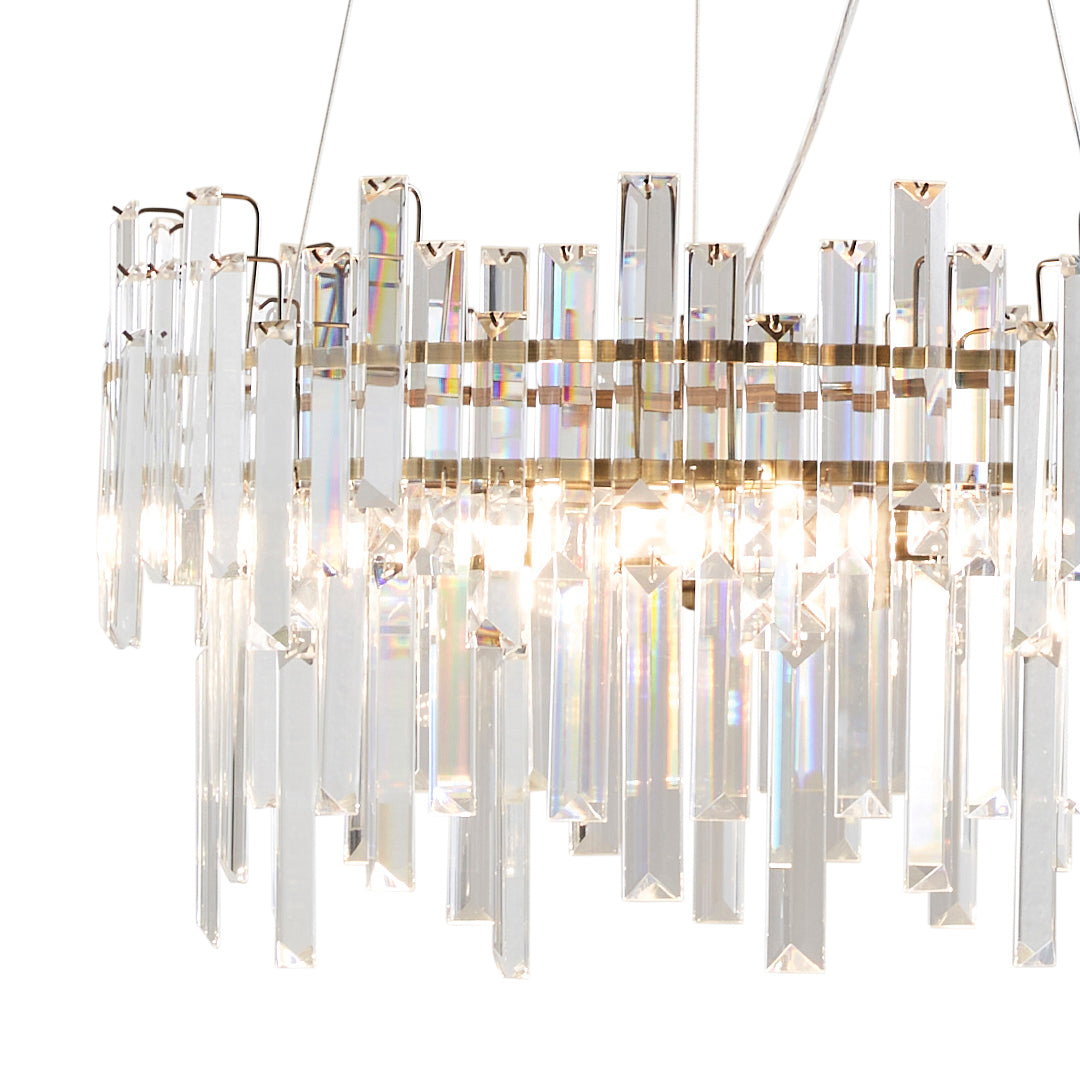 Onega 3 Light Antique Brass & Glass Pendant Ceiling Light