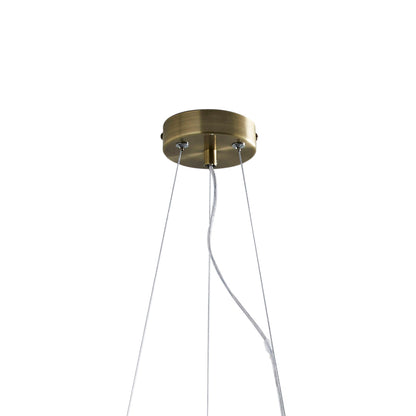 Onega 3 Light Antique Brass & Glass Pendant Ceiling Light