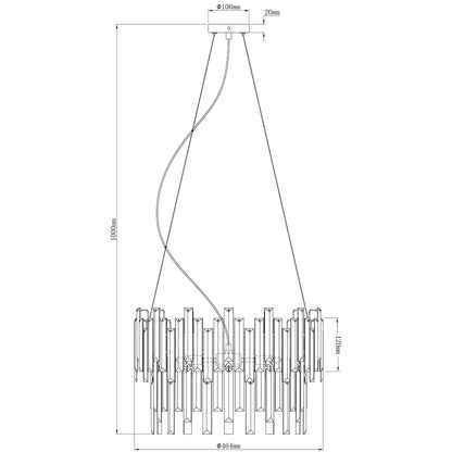 Onega 3 Light Antique Brass & Glass Pendant Ceiling Light
