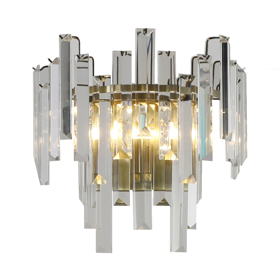 Onega Antique Brass & Glass Crystal Wall Light