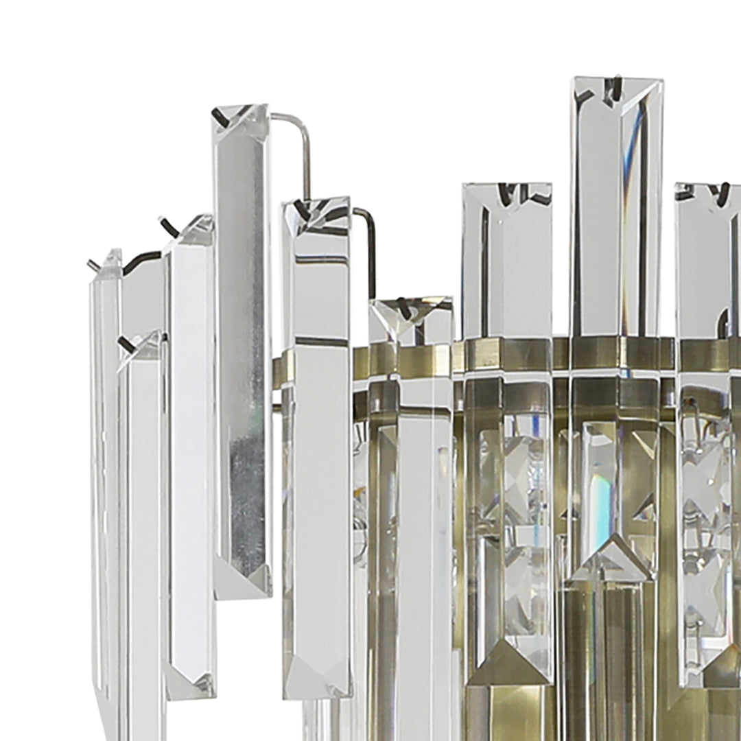 Onega Antique Brass & Glass Crystal Wall Light