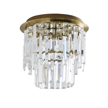 Onega 3 Light Antique Brass & Glass Flush Ceiling Light