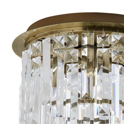 Onega 3 Light Antique Brass & Glass Flush Ceiling Light