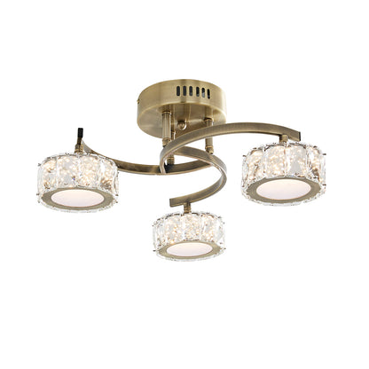 Dilan 3 Light Antique Brass LED Semi Flush Ceiling Light