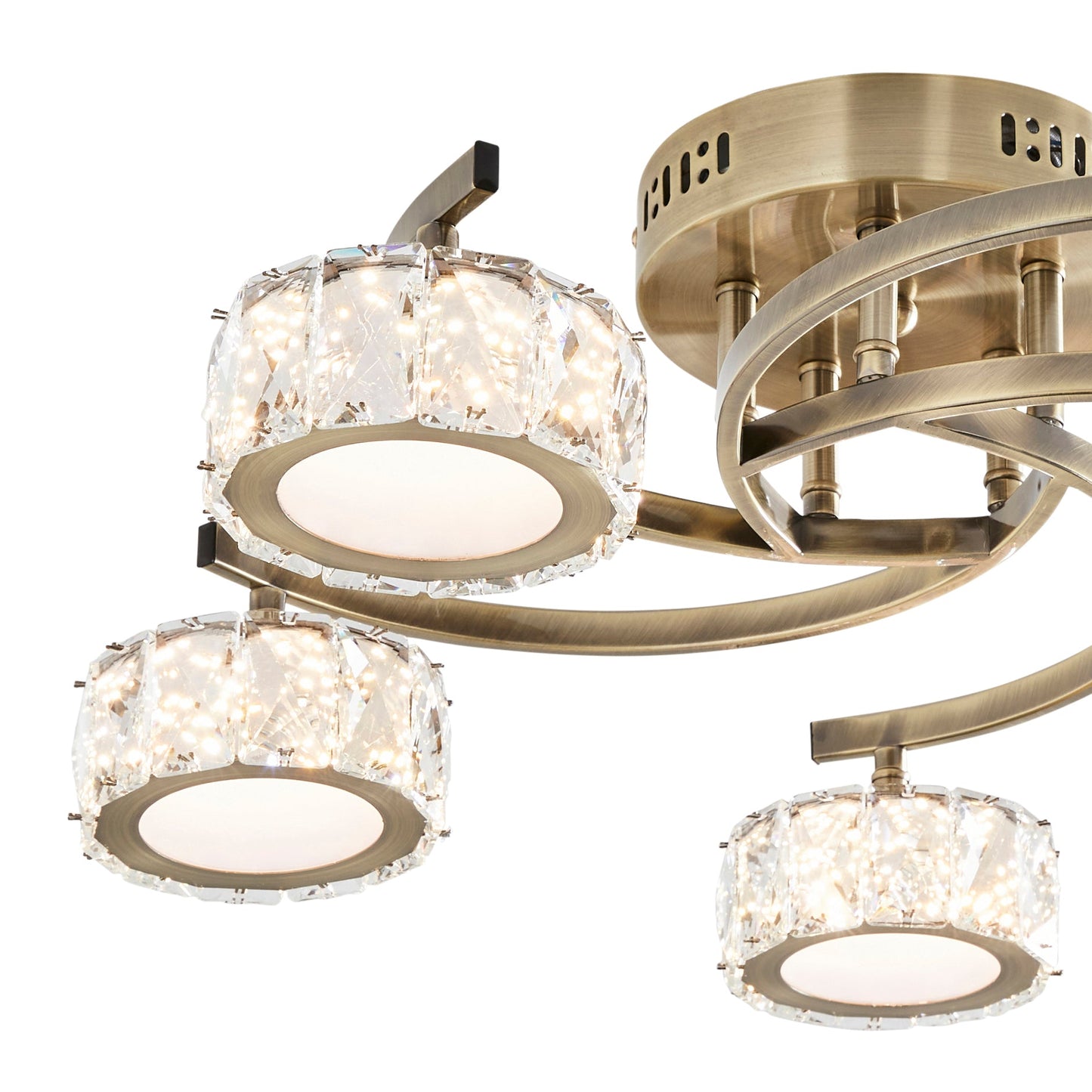 Dilan 5 Light Antique Brass LED Semi Flush Ceiling Light