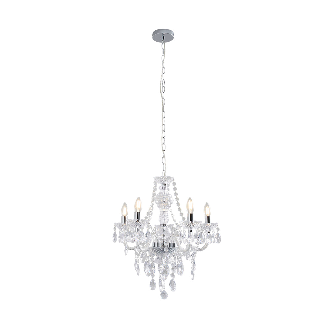 Vivienne 5 Light Chrome & Clear Chandelier Ceiling Pendant