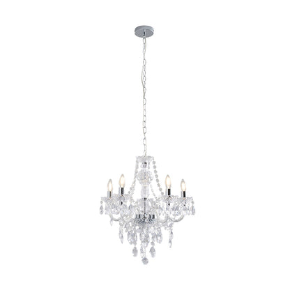 Vivienne 5 Light Chrome & Clear Chandelier Ceiling Pendant