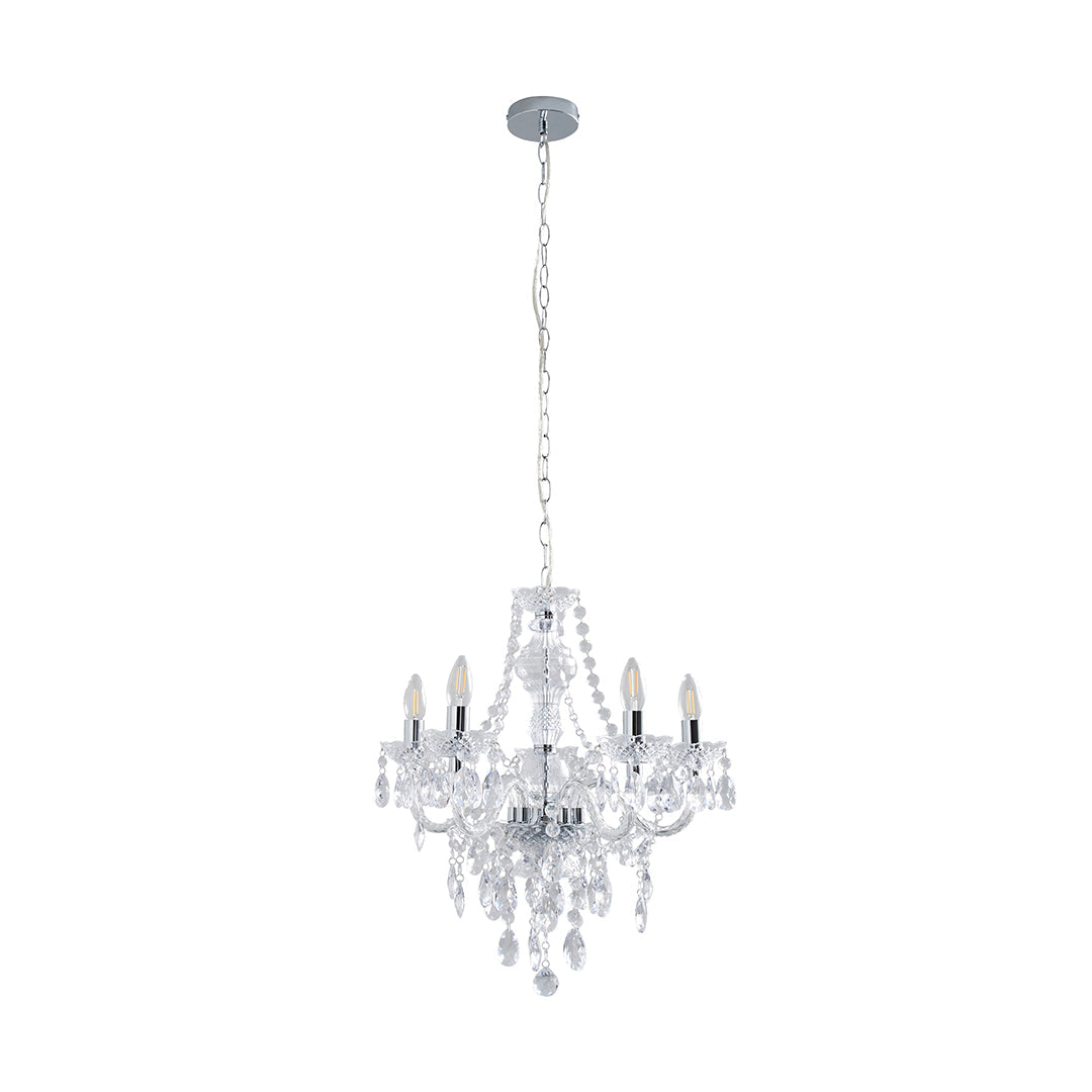 Vivienne 5 Light Chrome & Clear Chandelier Ceiling Pendant