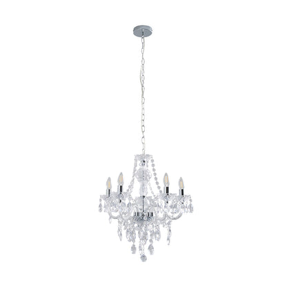 Vivienne 5 Light Chrome & Clear Chandelier Ceiling Pendant