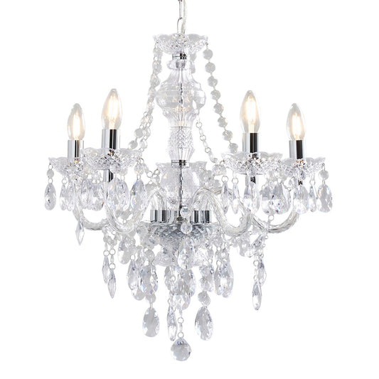 Vivienne 5 Light Chrome & Clear Chandelier Ceiling Pendant
