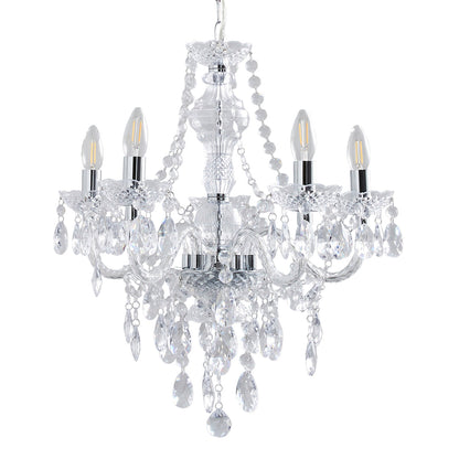 Vivienne 5 Light Chrome & Clear Chandelier Ceiling Pendant