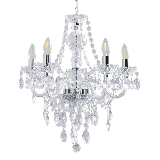 Vivienne 5 Light Chrome & Clear Chandelier Ceiling Pendant