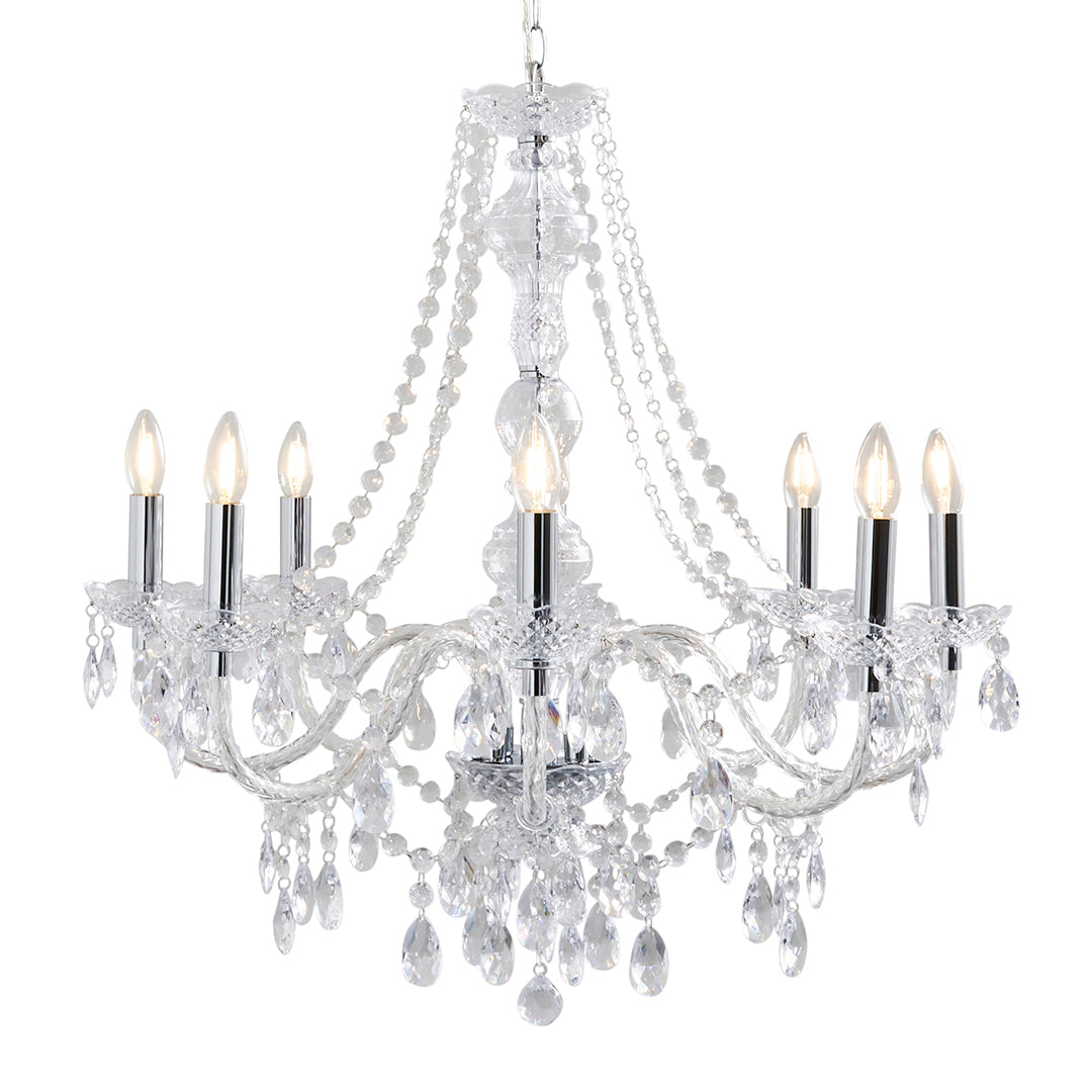 Vivienne 8 Light Chrome & Clear Chandelier Ceiling Pendant