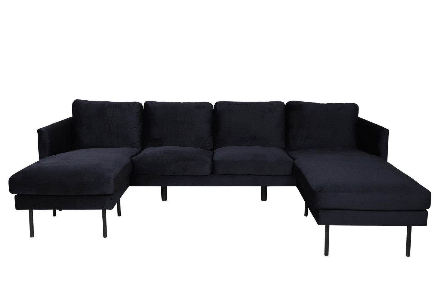 Black sectional sofa on a white background