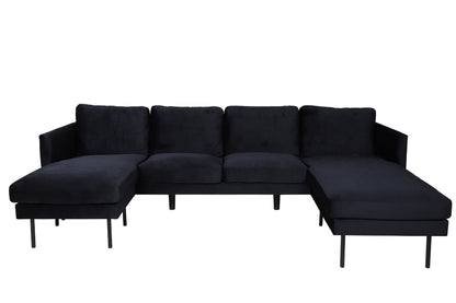 Black sectional sofa on a white background